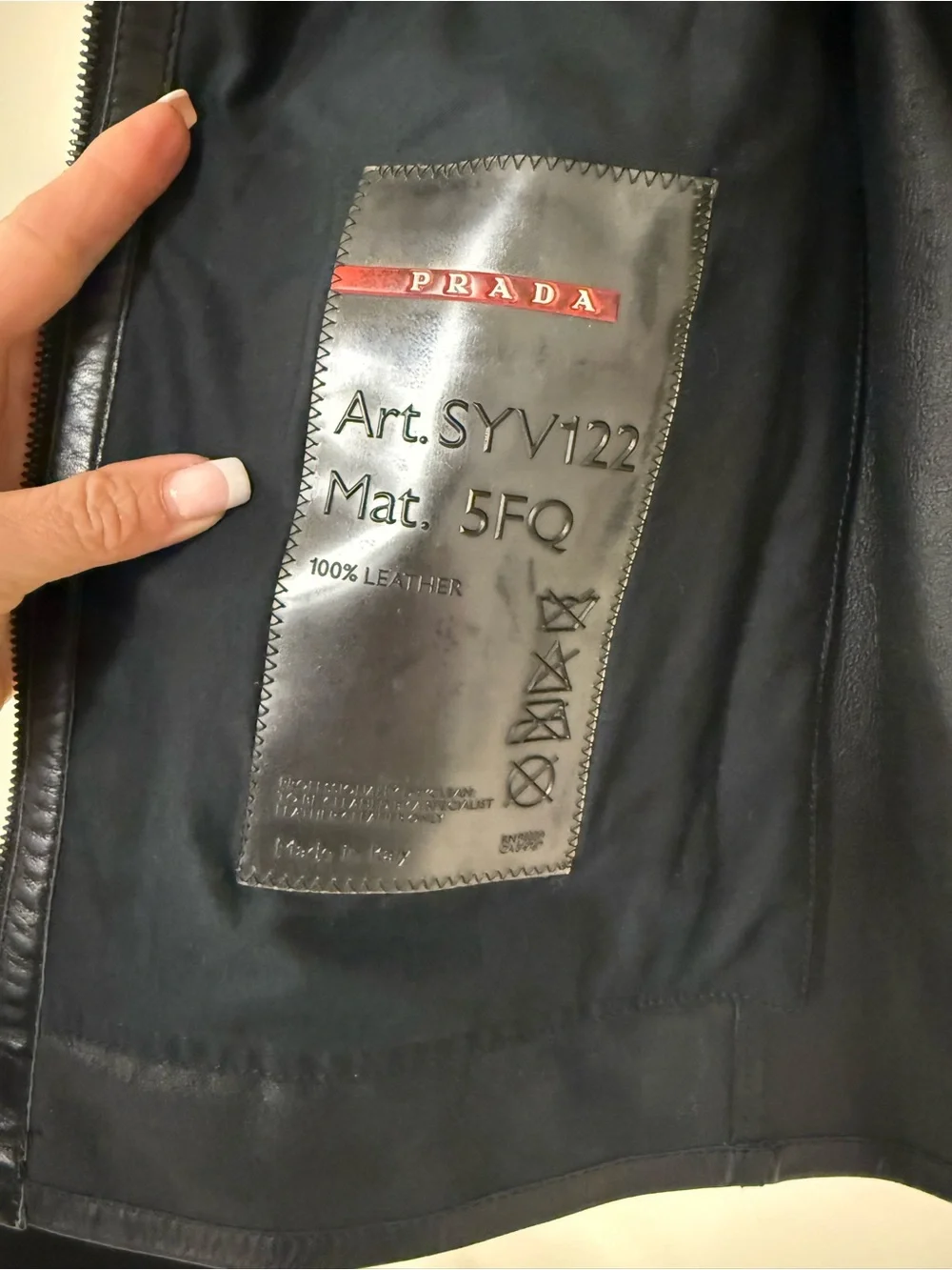 Prada Black moto 1990’s vintage  weight Leather Bomber Jacket medium